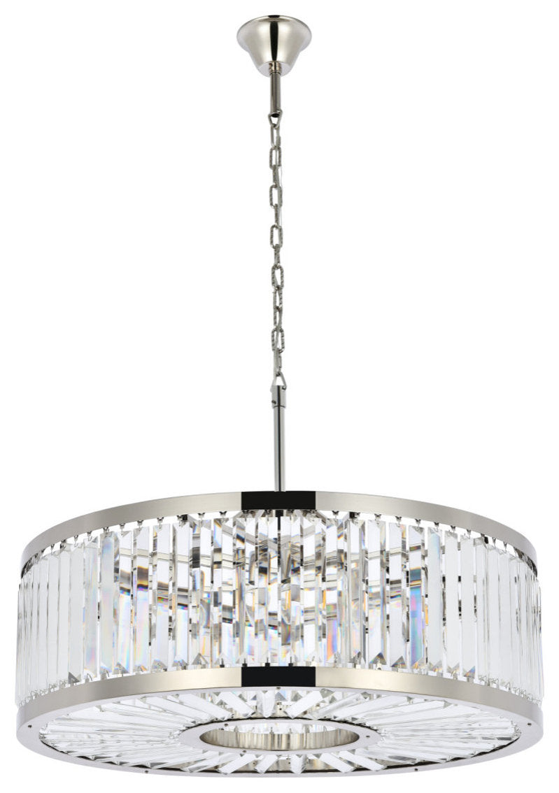 Elegant Lighting 1233D35/RC Chelsea 10 Light 36"W Crystal Drum - PolishedBy Elegant Furniture & Lighting