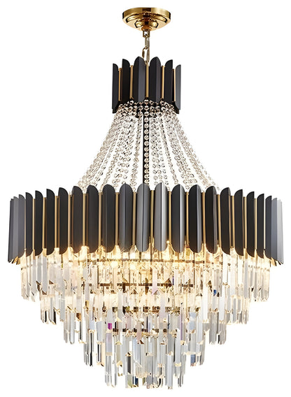 Portofino | Modern Round Gun Black Crystal Chandelier, 23.6'', Non-Dimmable, Warm LightBy Miron Demid LLC