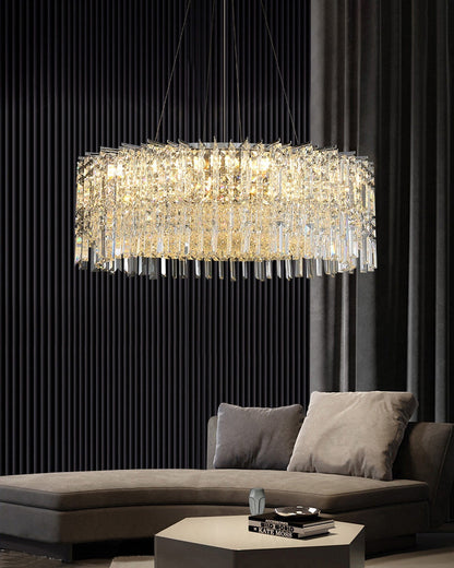 Ischia di Castro | Modern Luxury Drum Crystal LED Chandelier in Creative Design, Gold, Dia23.6xh11.0", Cool Light, Non-DimmableBy Miron Demid LLC
