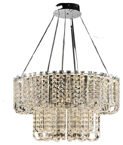 Cagnano Amiterno | Posh Large LED Crystal Pendant Chandelier, 2 Layers Small -Dia31.5+19.7", Warm LightBy Miron Demid LLC