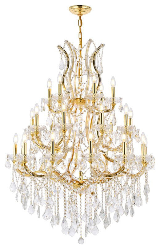 Elegant 2800D38G/RC Maria Theresa 28-Light Gold Chandelier ClearBy Elegant Furniture & Lighting