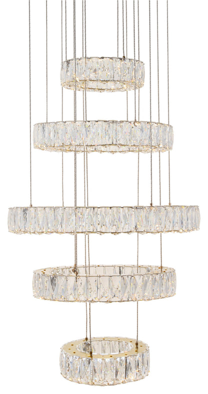 Elegant Lighting 3503G5L Monroe 5 Light 26"W LED Crystal Ring - GoldBy Elegant Furniture & Lighting