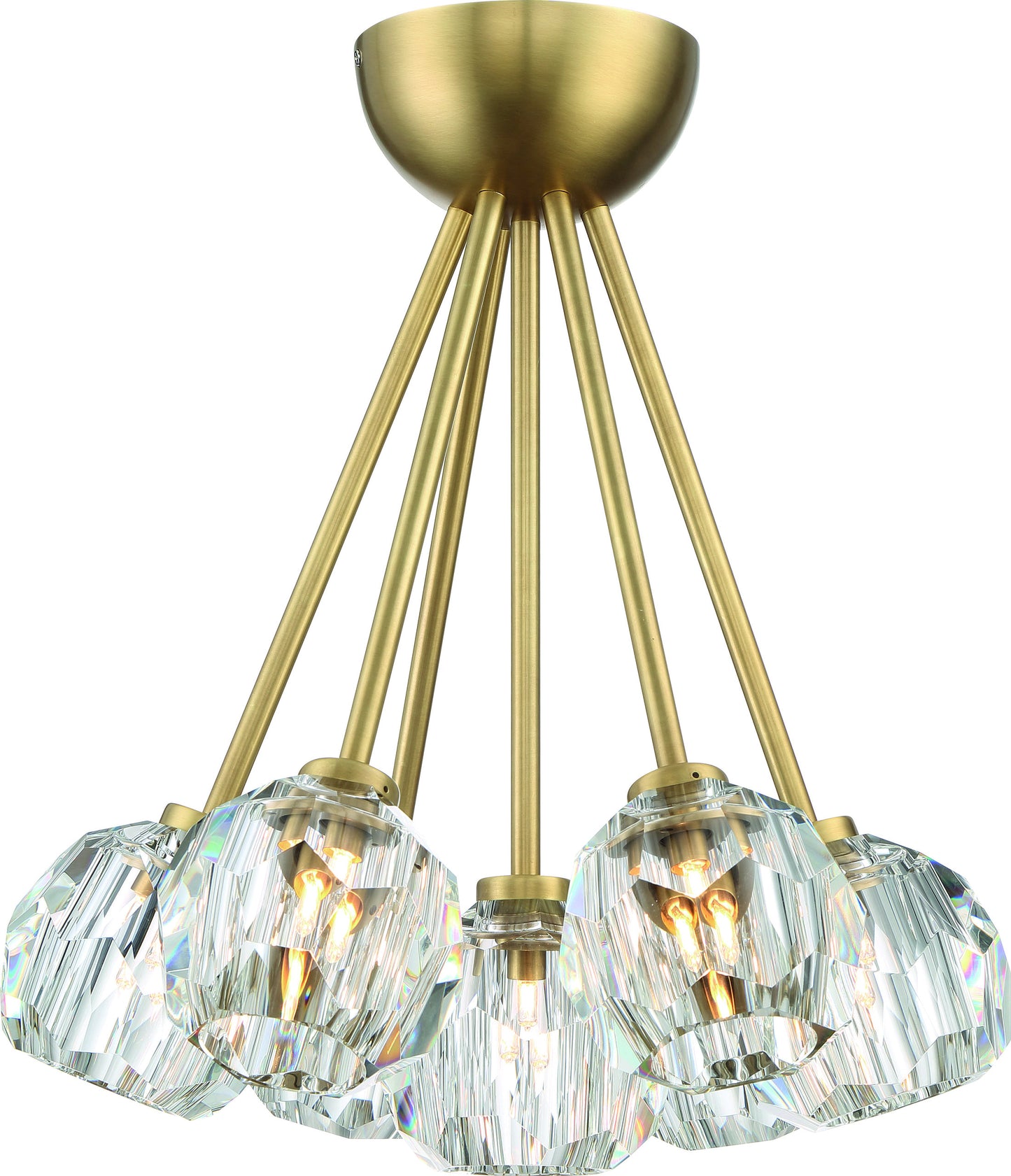 Parisian Flush Mount - Aged Brass with Crystal, LargeBy ZEEV LIGHTING