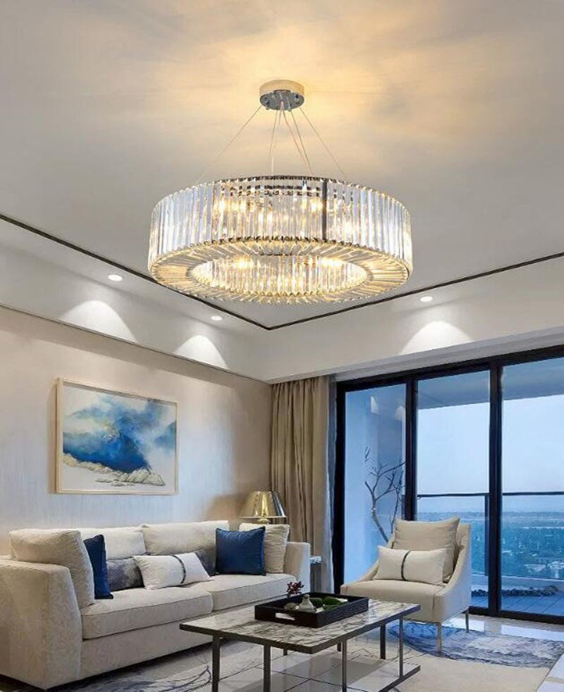 Crystal Drum Chandelier By Morsale, Diameter 32"By MORSALE