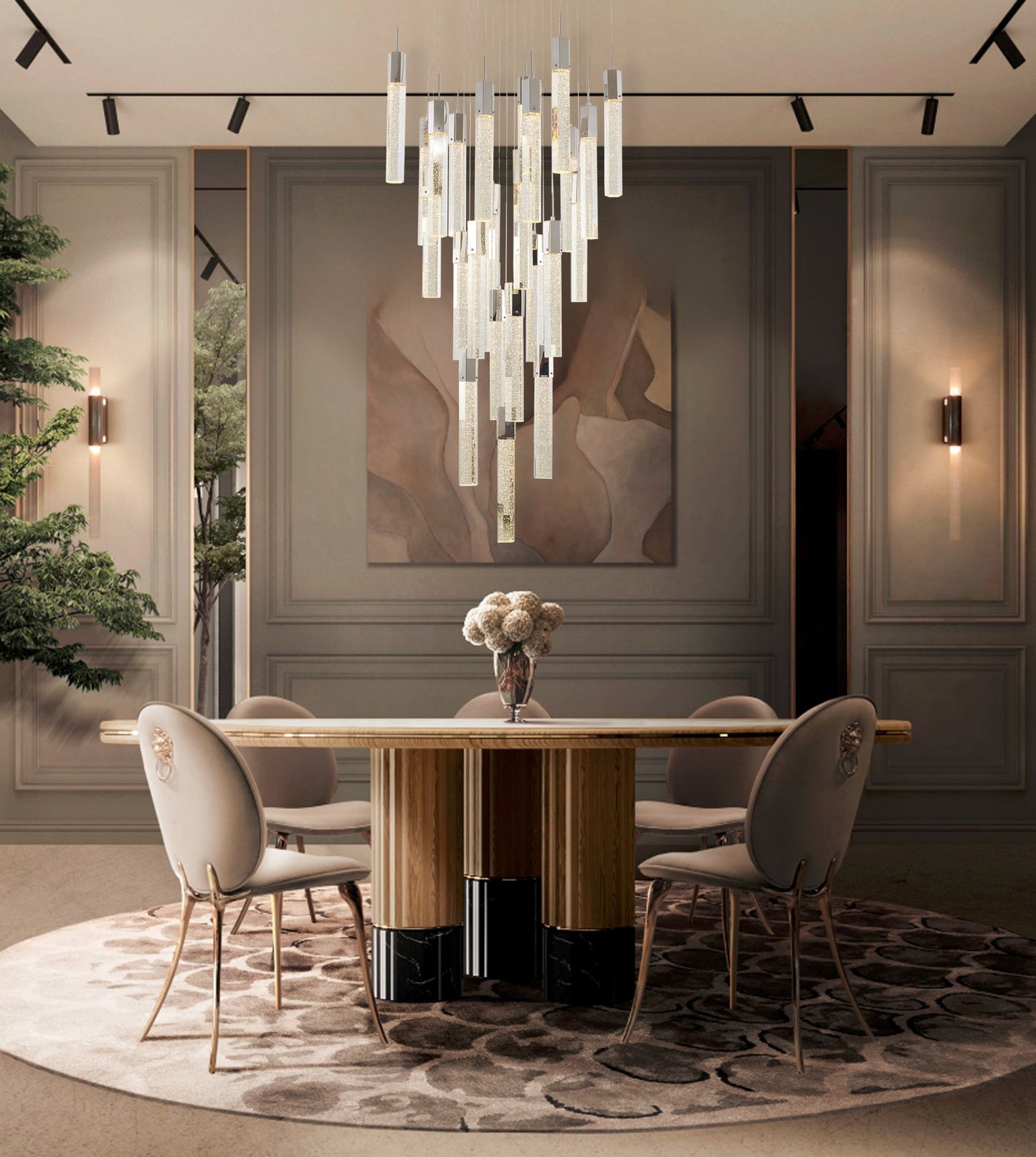 25-Light Chrome Stainless Steel Chandelier With CrystalsBy Design Living