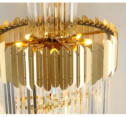 Trinite | Exclusive Long Gold Modern Crystal Chandelier, 39.4By Miron Demid LLC