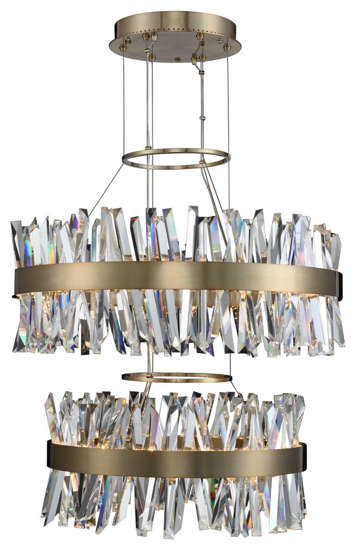 Glacier 25 + 32" 2 Tier LED Round PendantBy Allegri Crystal by Kalco Lighting