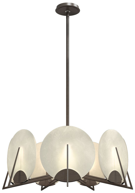 Callisto 28.1" Wide 7-Light Bronze Pendant With Alabaster Shade