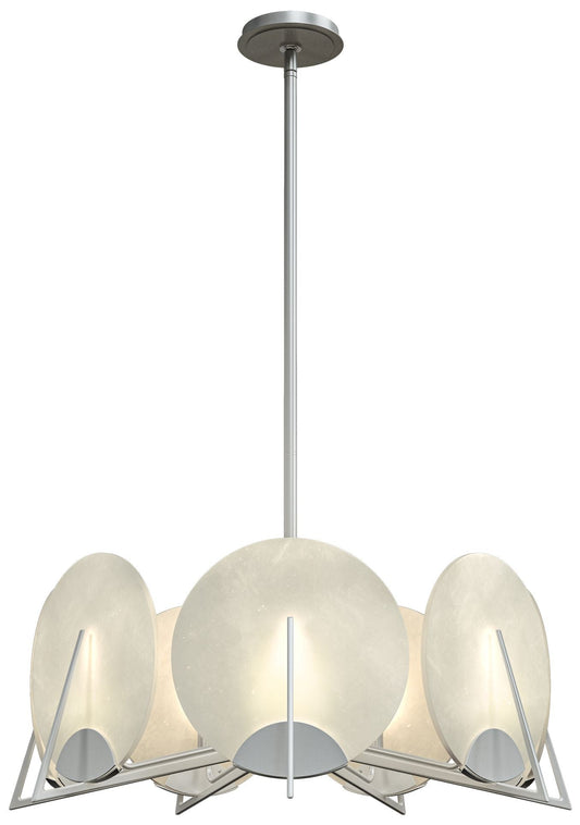 Callisto 28.1" Wide 7-Light Vintage Platinum Pendant With Alabaster Sh