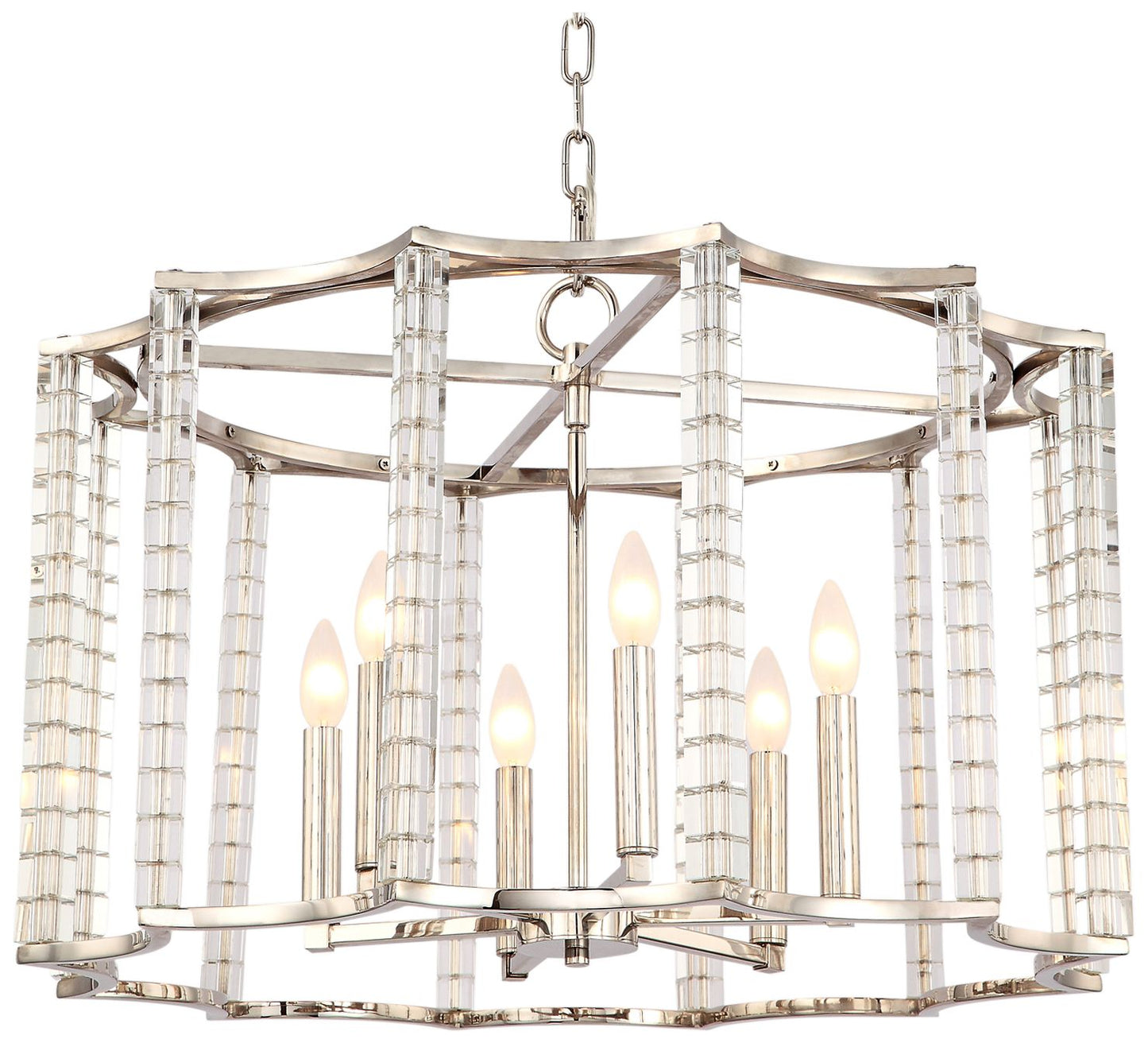 Carson 28"W Polished Nickel and Crystal 6-Light Chandelier
