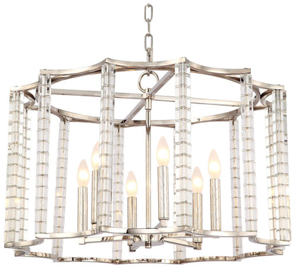 Carson 28"W Polished Nickel and Crystal 6-Light Chandelier
