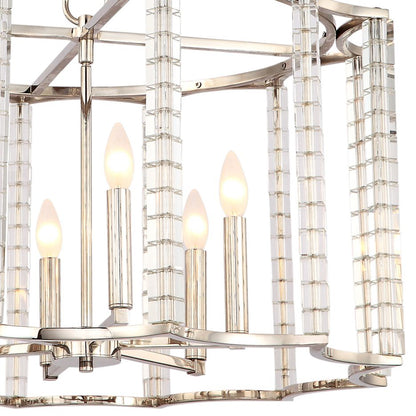 Carson 28"W Polished Nickel and Crystal 6-Light Chandelier