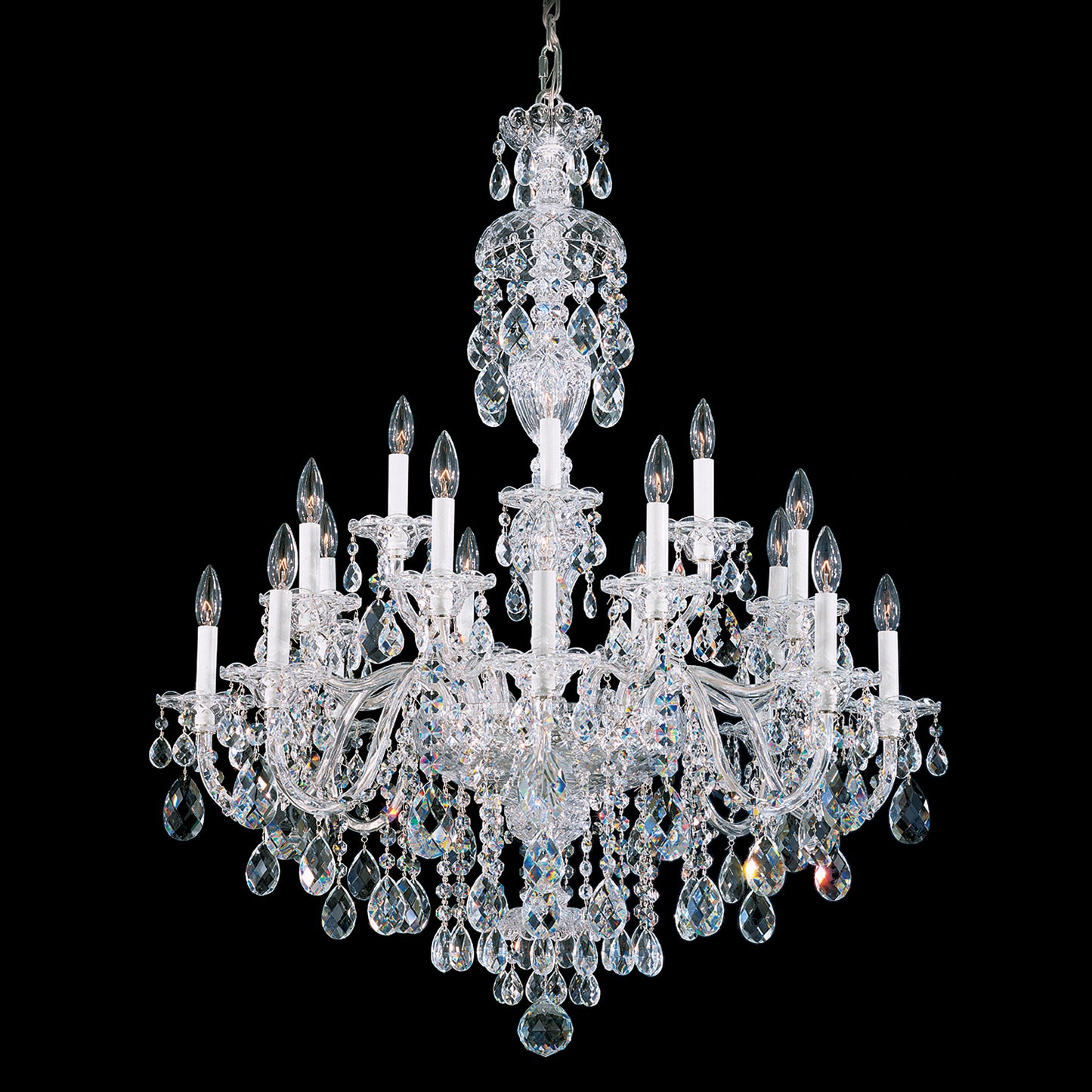 Sterling 20-Light Chandelier in Silver With Clear Heritage CrystalBy Schonbek