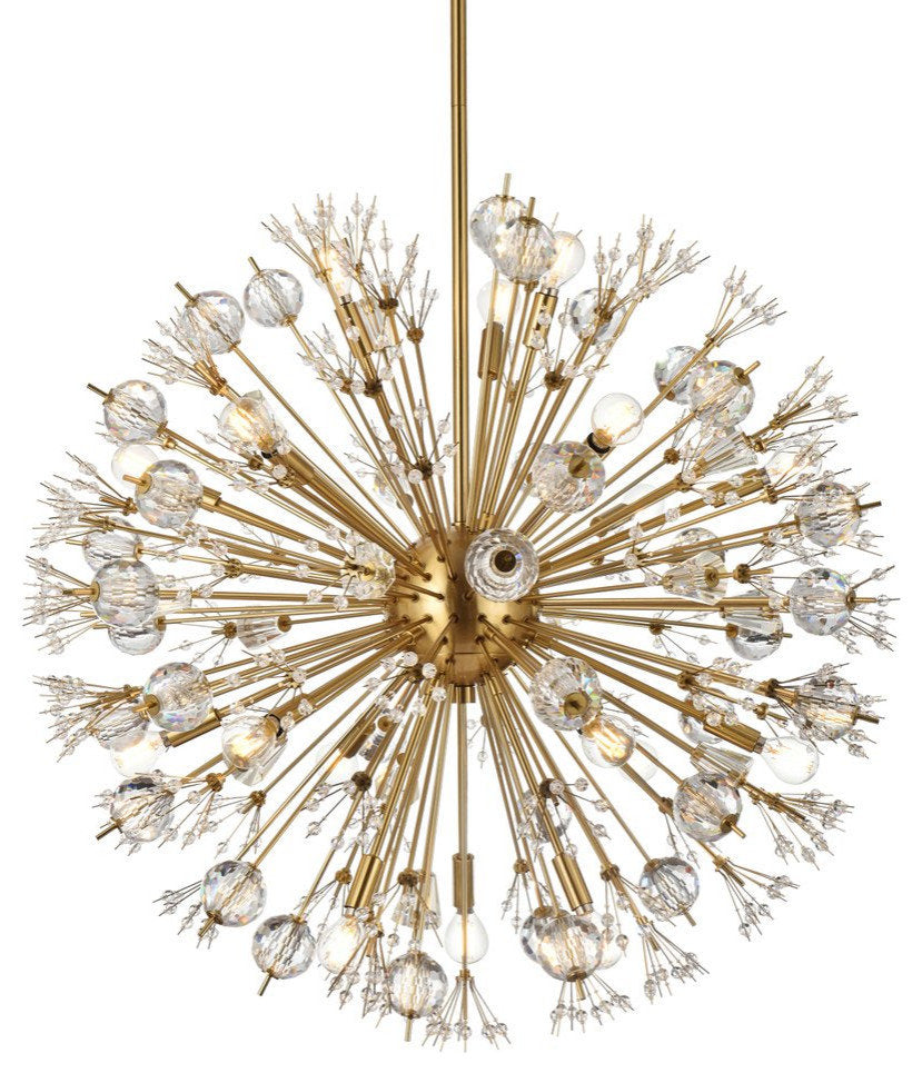 Elegant Lighting 2500D32SG Vera 32 inch crystal starburst round pendant in goldBy Elegant Furniture & Lighting