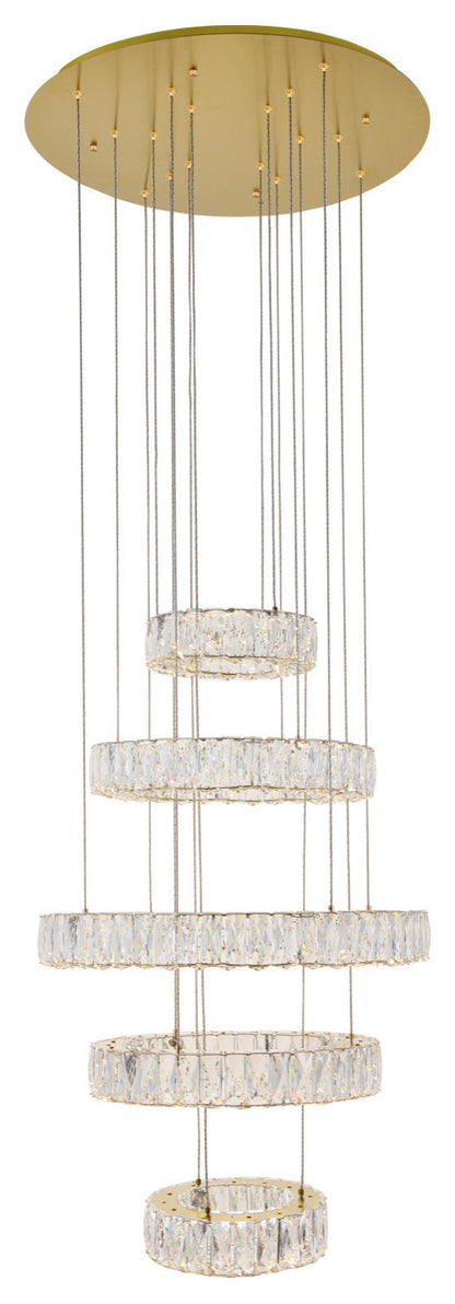 Elegant Lighting 3503G5L Monroe 5 Light 26"W LED Crystal Ring - GoldBy Elegant Furniture & Lighting