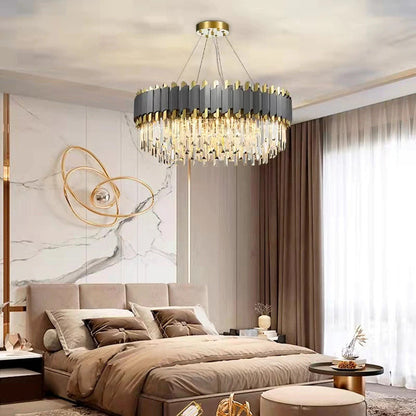 Alfianello | Creative Drum Crystal Hanging Lighting For Living Room, Dia31.5"By Miron Demid LLC