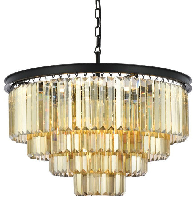 Elegant 1231D32MB-GT/RC Sydney 17-Light Matte Black Chandelier Golden TeakBy Elegant Furniture & Lighting