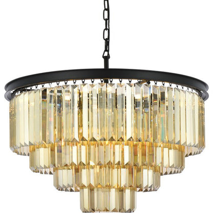 Elegant 1231D32MB-GT/RC Sydney 17-Light Matte Black Chandelier Golden TeakBy Elegant Furniture & Lighting