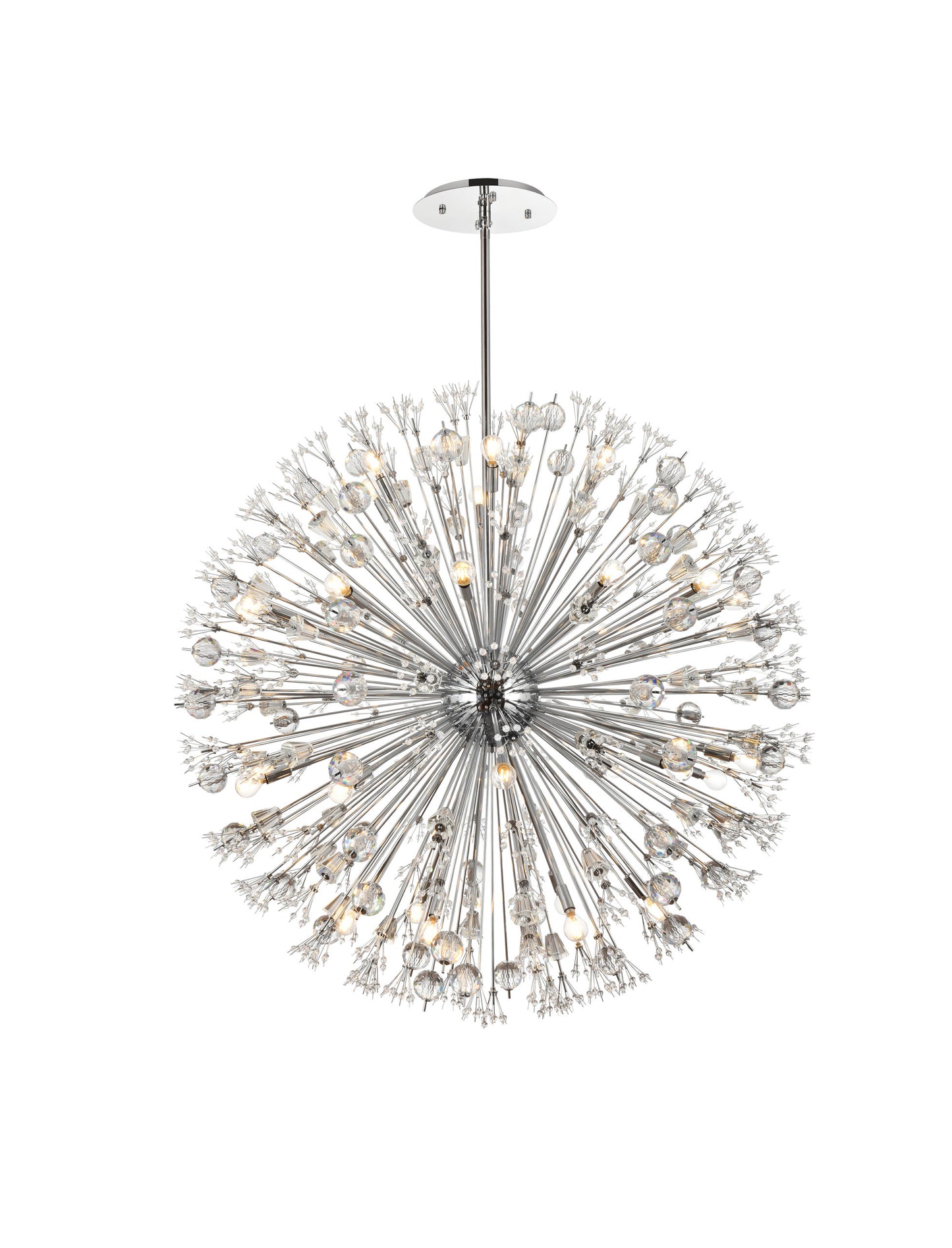 Victor 50" Crystal Starburst Round Pendant, ChromeBy Home Living