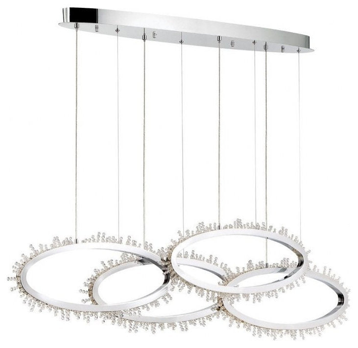 Contemporary 4-Light Linear LED Chandelier Clear Multiple Facet Crystal BeadsBy Bailey Street Home