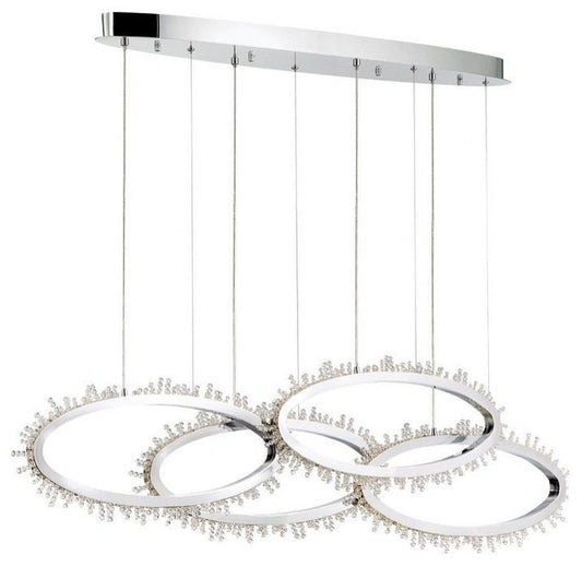 Contemporary 4-Light Linear LED Chandelier Clear Multiple Facet Crystal BeadsBy Bailey Street Home
