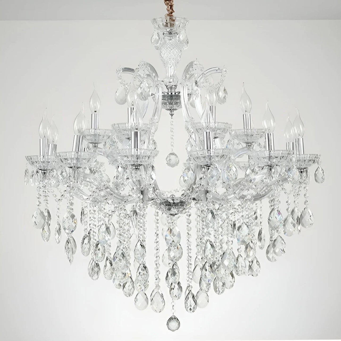 Zenevredo | European-Style Retro Crystal Candle Shape Chandelier, Clear Light Color, 18 HeadsBy Miron Demid LLC