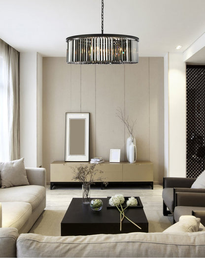 Elegant 1238G43MB-SS/RC Sydney 10-Light Matte Black Chandelier Silver ShadeBy Elegant Furniture & Lighting