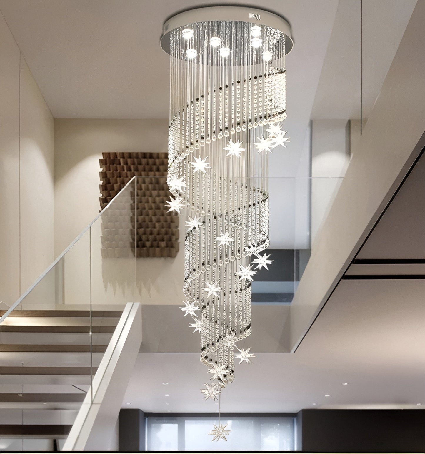 Revest-les-Roches | Meteor Star Crystal Spiral Ceiling Chandelier, 31.5"By Miron Demid LLC
