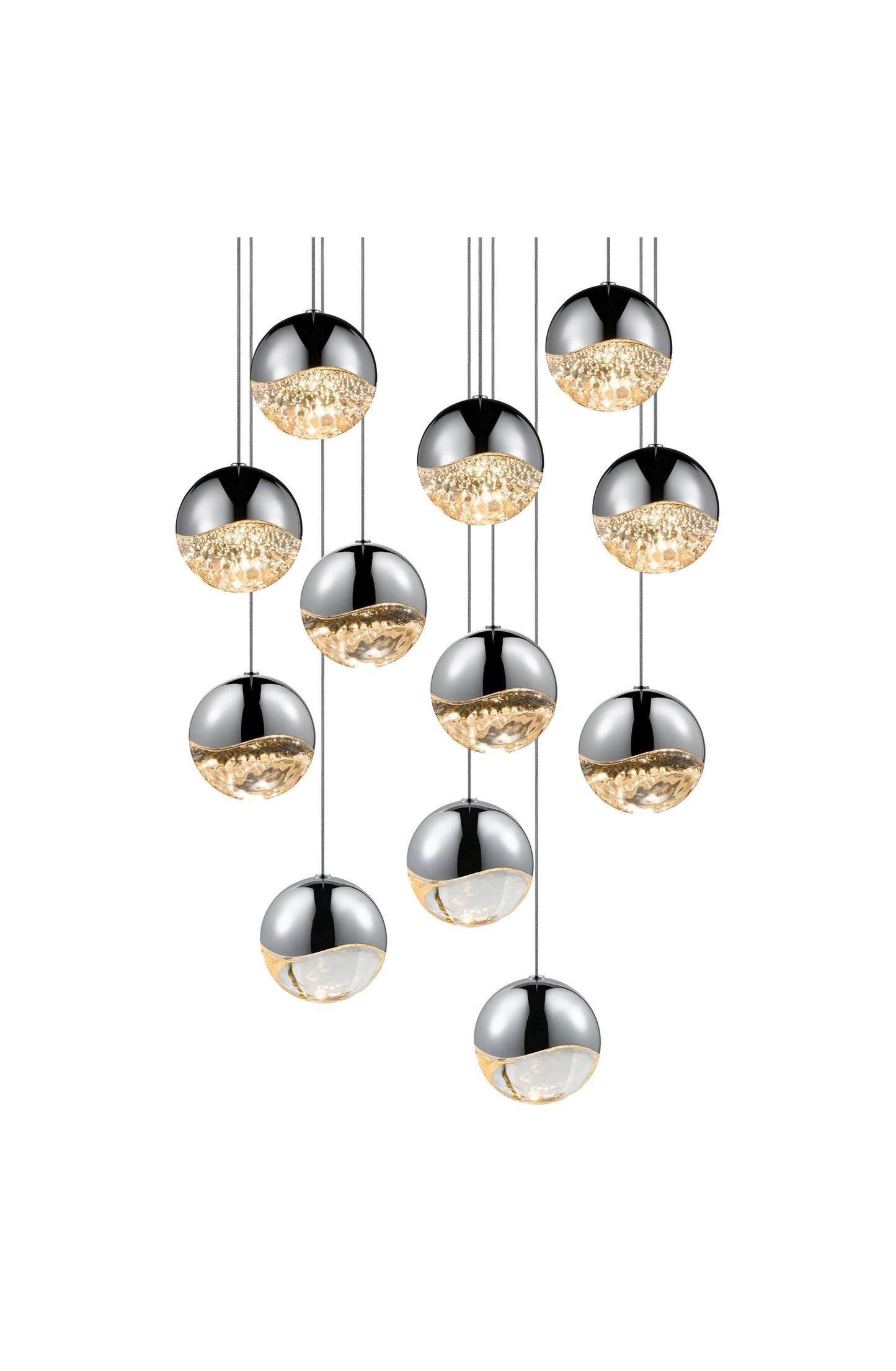 Grapes LED 12-Light Round Canopy Pendant, Polished Chrome, Large GrapesBy SONNEMAN - A Way of Light