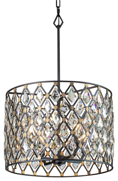Varaluz 345P04 Windsor 4 Light 18"W Crystal Pendant - Carbon / Havana GoldBy Varaluz
