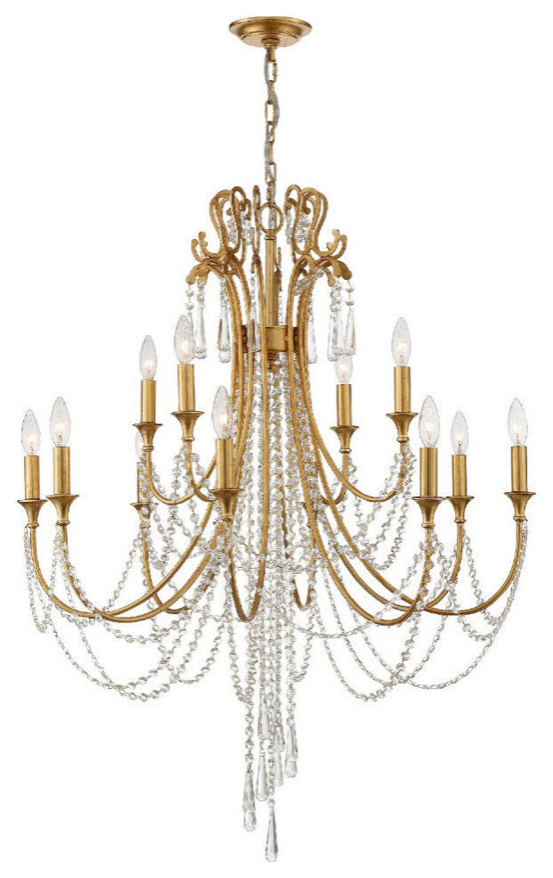 Crystorama Arcadia 12-Light Chandelier ARC-1909-GA-CL-MWP, Antique GoldBy Crystorama Lighting