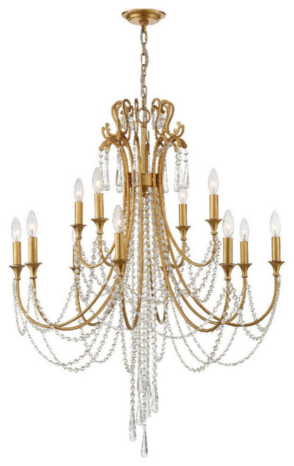 Crystorama Arcadia 12-Light Chandelier ARC-1909-GA-CL-MWP, Antique GoldBy Crystorama Lighting