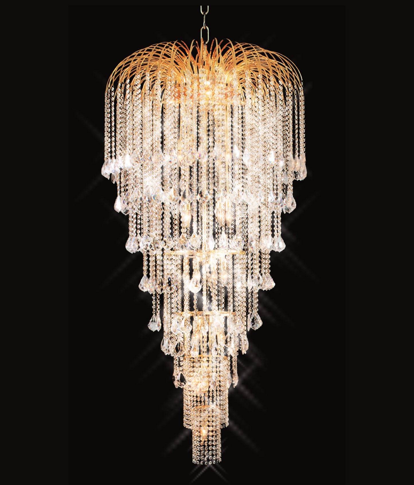 Artistry Lighting Falls Collection Hanging Crystal Chandelier 36x70, GoldBy Artistry Lighting