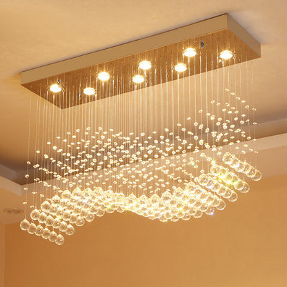 Agropoli | Luxury Rectangle LED Crystal Lamp for Dining Room, L47.2xw9.8xh39.4", Warm LightBy Miron Demid LLC