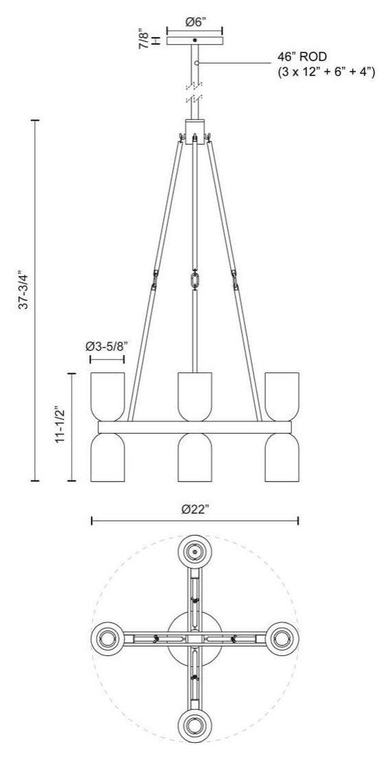 Alora Lighting Lucian 8 Light 22" Chandelier, Polished NickelBy Kuzco Lighting LLC