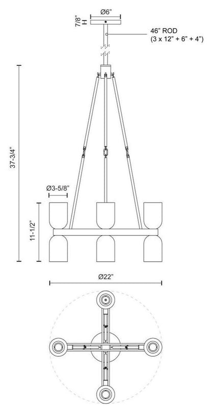 Alora Lighting Lucian 8 Light 22" Chandelier, Polished NickelBy Kuzco Lighting LLC