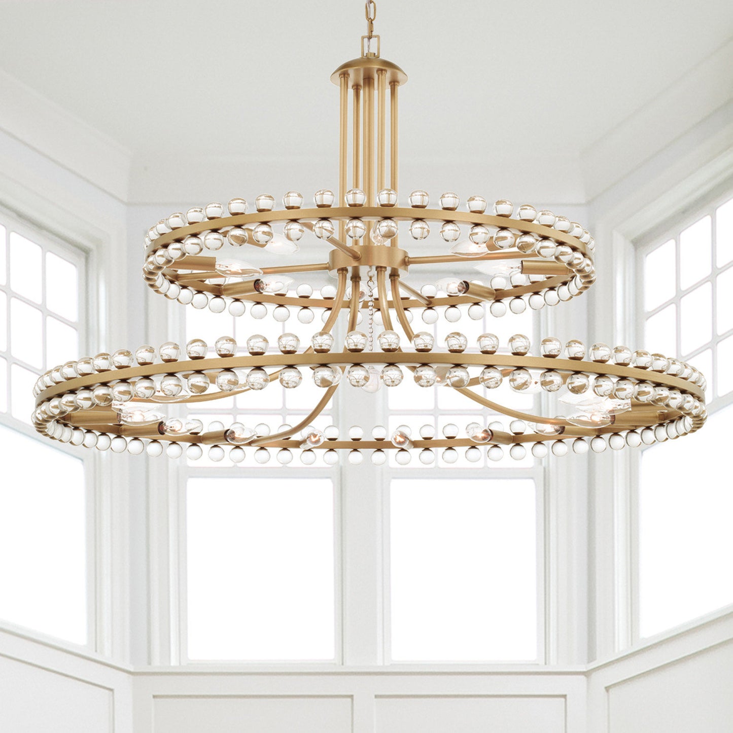 Clover 24 Light Aged Brass Two-tier ChandelierBy Crystorama Lighting