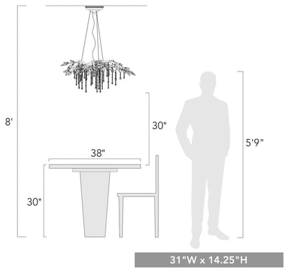 Golden Lighting 9903-6 MG Autumn Twilight 6 Light Chandelier in Mystic GoldBy Golden Lighting