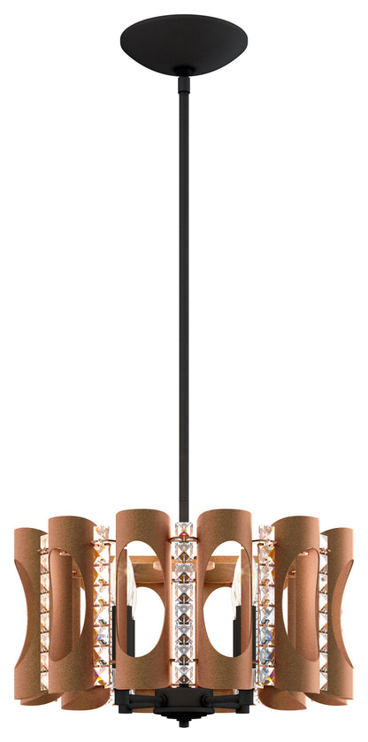 Schonbek Mr1004N-800H 4 Light Crystal Pendant, Corten SteelBy Schonbek