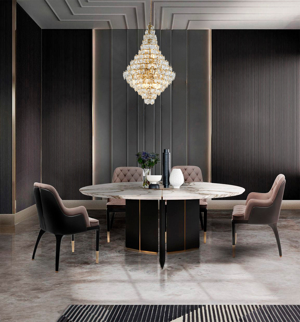 27-Light Brass Crystal ChandelierBy Design Living