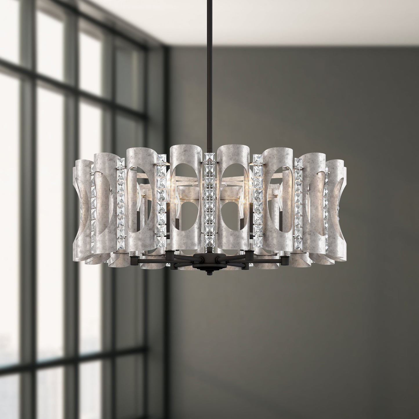 Schonbek Mr1006N-48H 6 Light Crystal Pendant, Antique SilverBy Schonbek