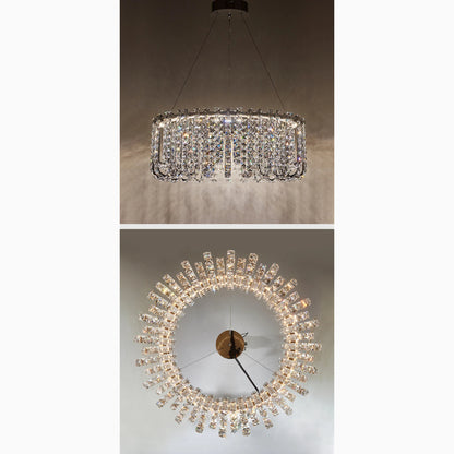 Cagnano Amiterno | Posh Large LED Crystal Pendant Chandelier, 2 Layers Small -Dia31.5+19.7", Cool LightBy Miron Demid LLC