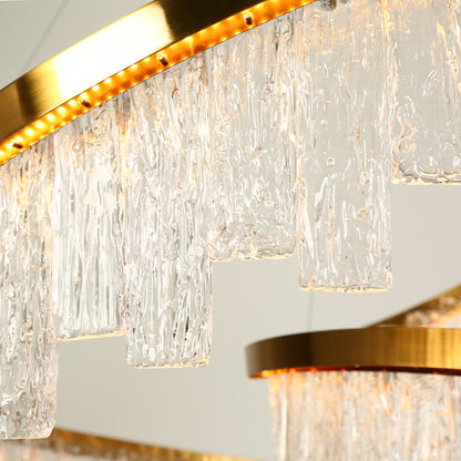 LNC Erinjenks 1-Light 31.5" Modern Textured Glass Chandelier LED, GoldBy LNC