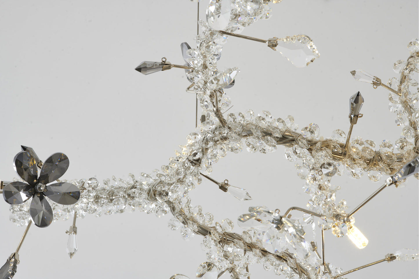 Smoke and Clear Crystal Branch Light Fixture With Clear Beaded Crystal BranchesBy Design Living