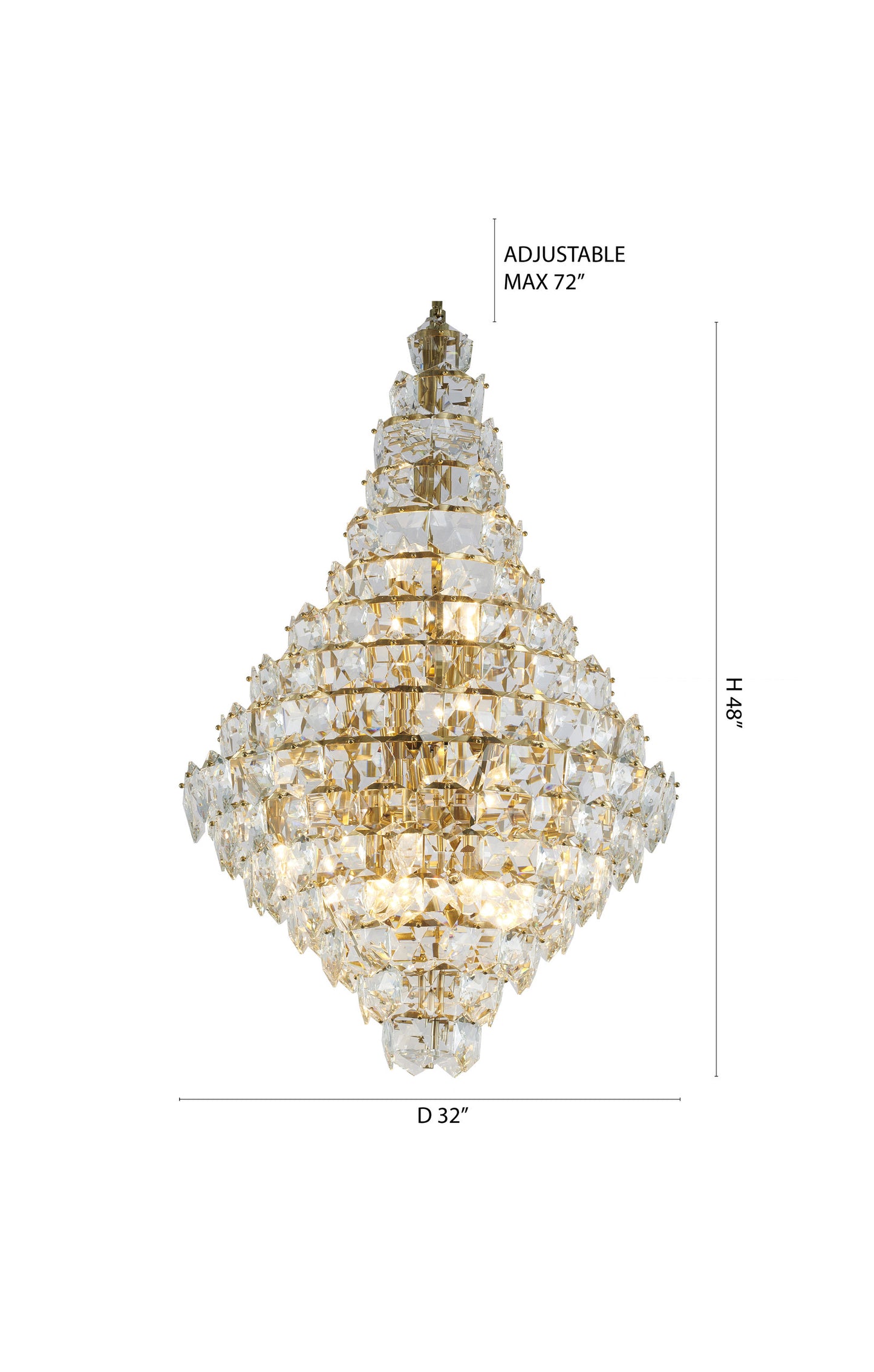27-Light Brass Crystal ChandelierBy Design Living