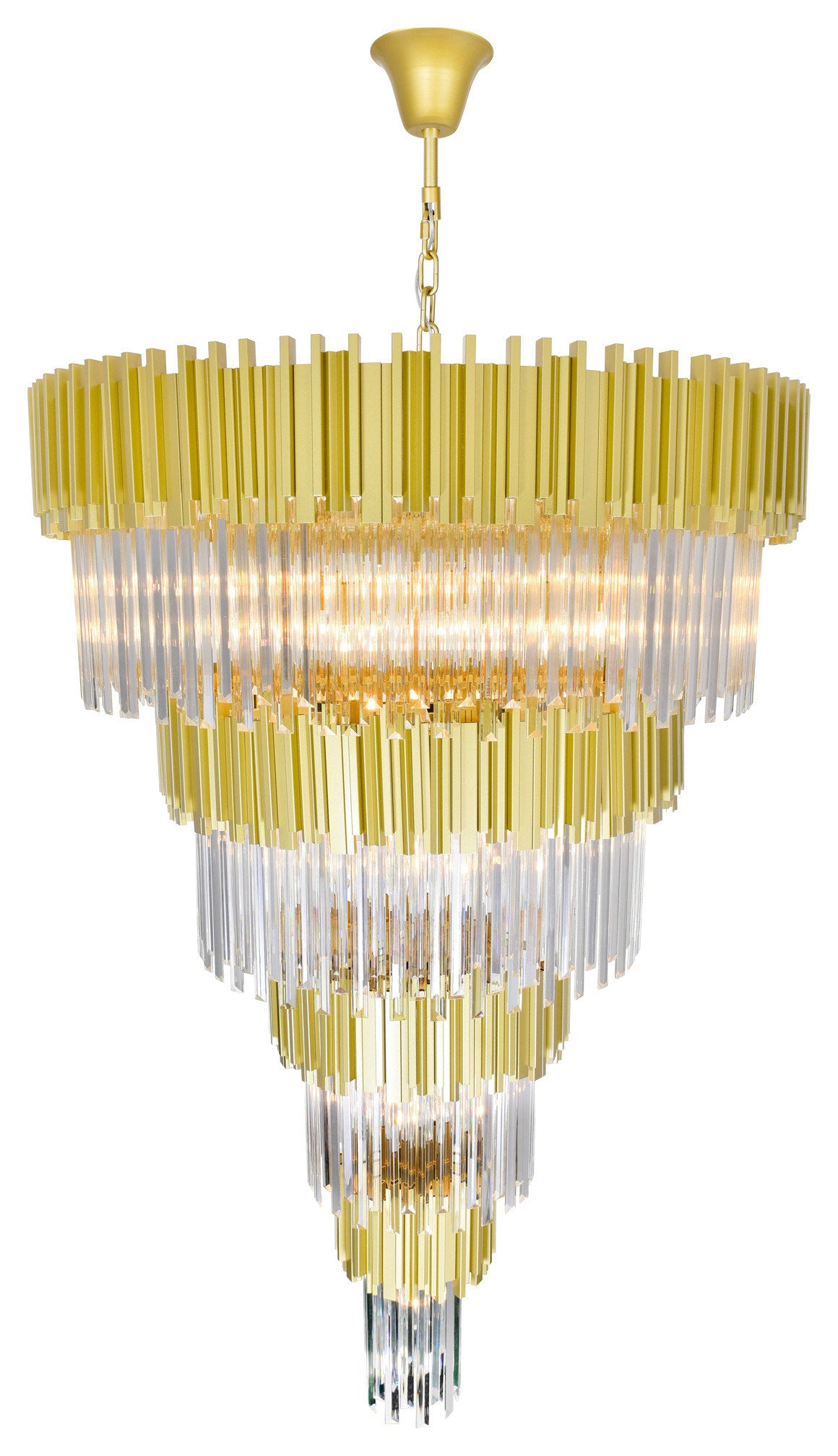 Deco 34 Light Down Chandelier With Medallion Gold FinishBy CWI Lighting