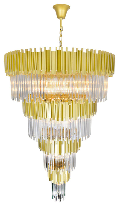 Deco 34 Light Down Chandelier With Medallion Gold FinishBy CWI Lighting
