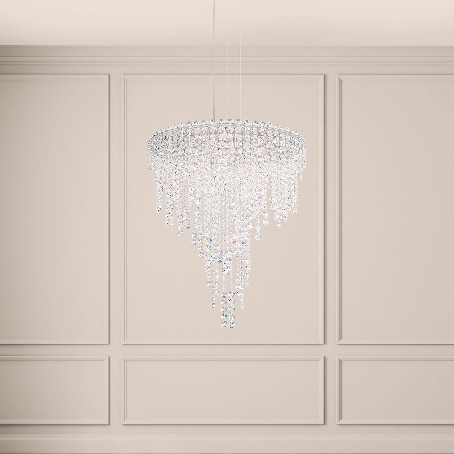 Chantant 24" Wide Polished Steel w/ Optic Crystal Chandelier