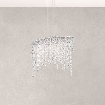 Chantant 24"H x 33"W 6-Light Crystal Linear Pendant in Pol Stainl