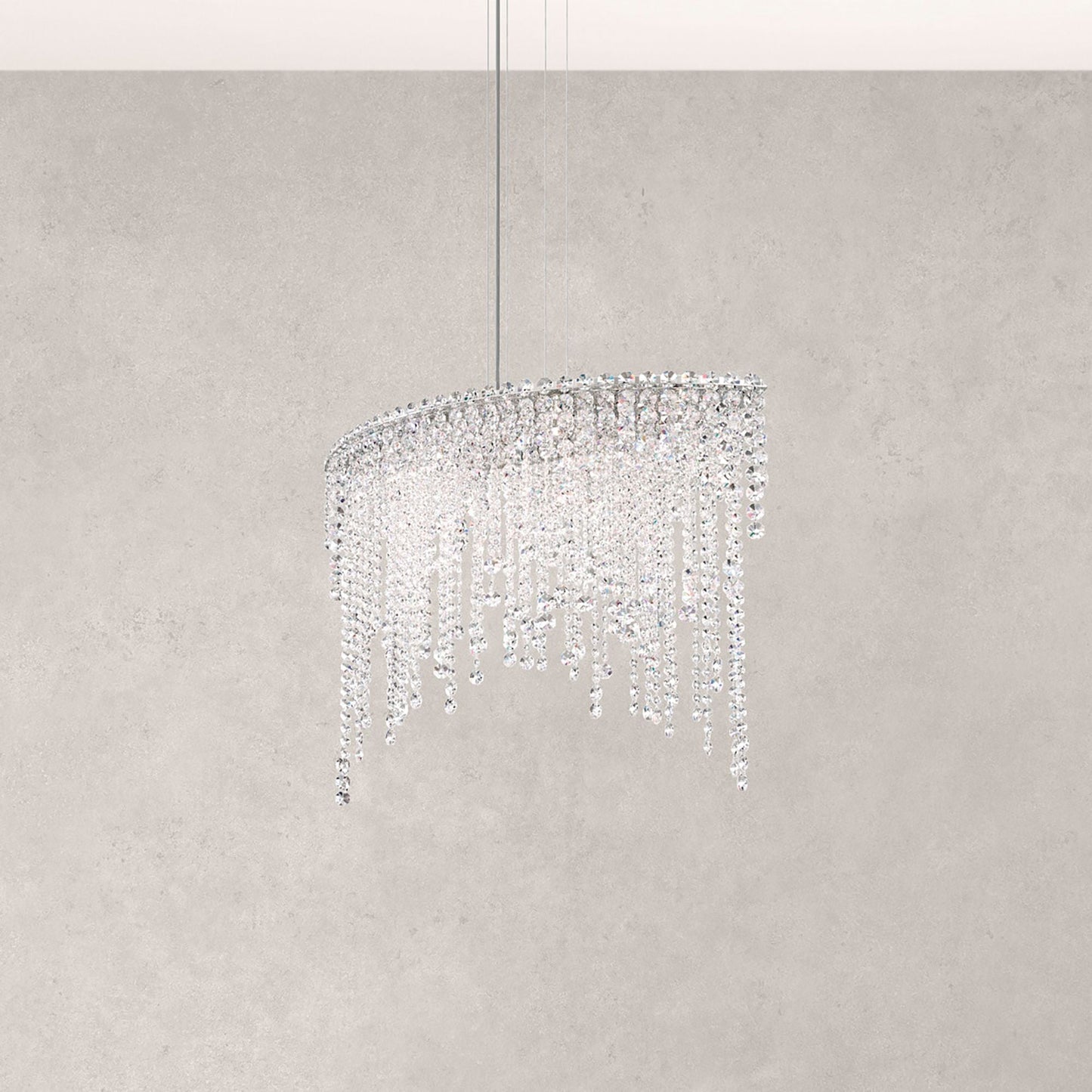 Chantant 24"H x 33"W 6-Light Crystal Linear Pendant in Pol Stainl